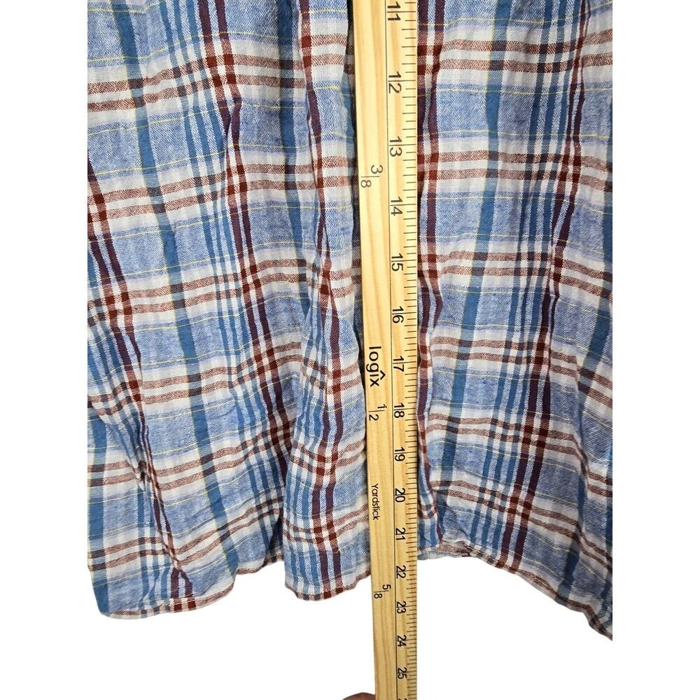 Madewell Leyfields Womens XS Popover Plaid Blouse Casual Preppy Blue - Picture 5 of 5